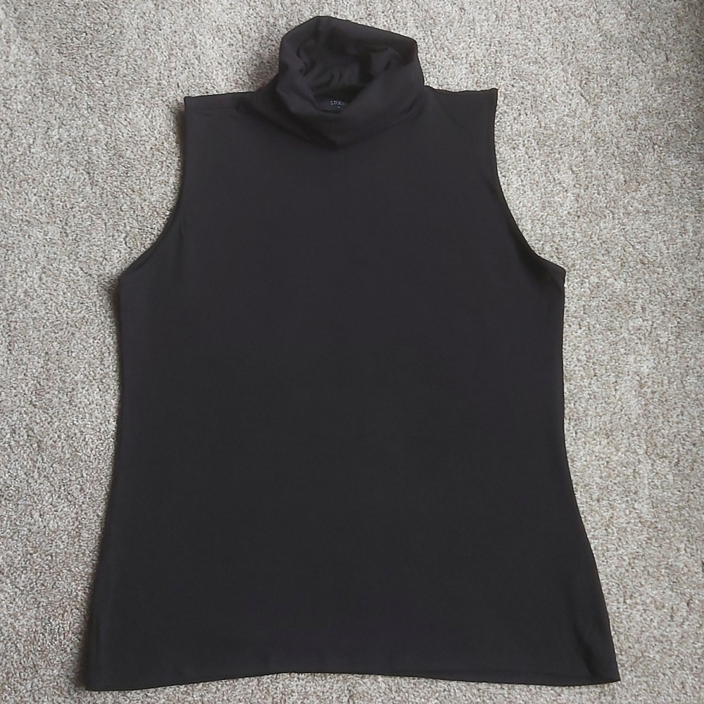 Studio Black Sleeveless Turtleneck Tank Top